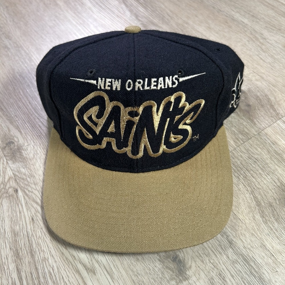 VTG Starter New Orleans Saints Bubble Snapback Hat NFL Black 100% Wool‎ Cap